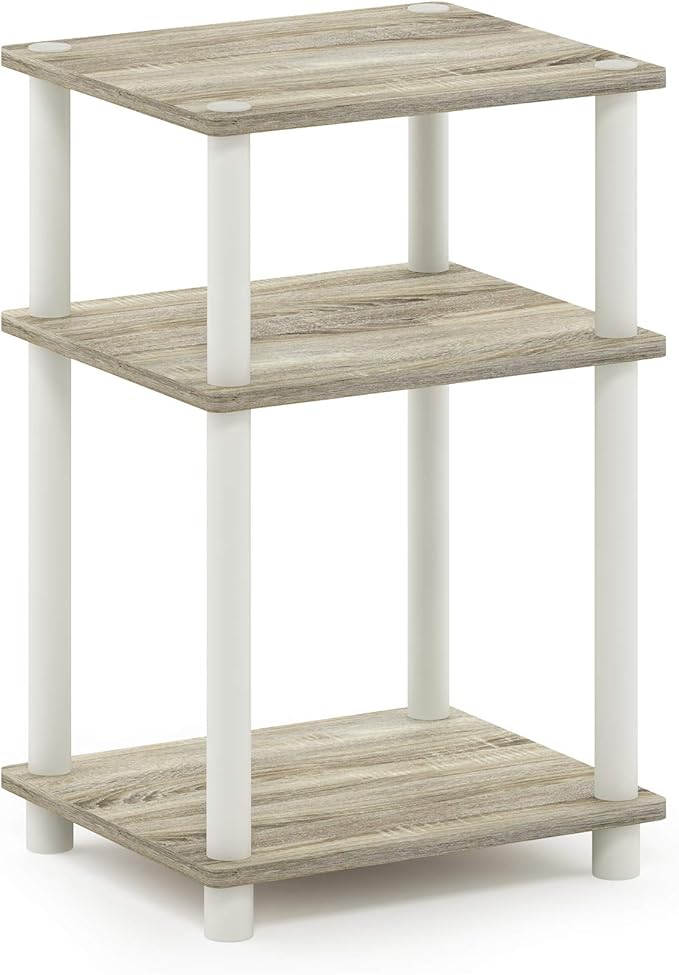 Furinno JUST Side Table, 3-Tier End Table, Open Shelves Night Stand, Bedside Table, Toolless Assembly, for Living Room, Bedroom, Bathroom, Sonoma Oak