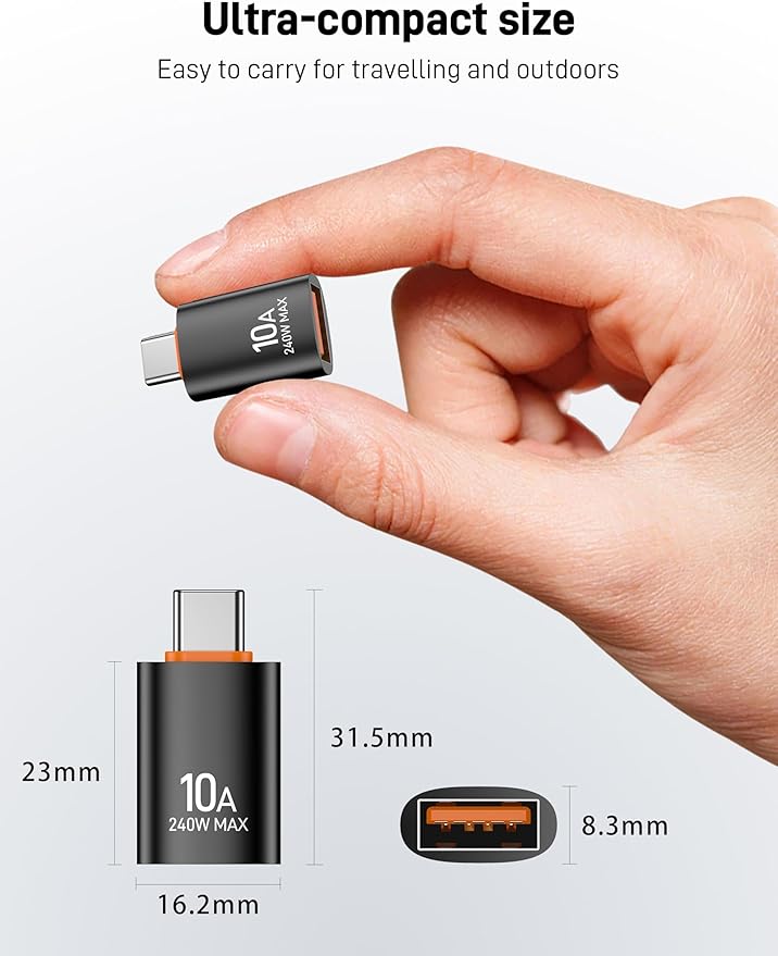 USB C to USB Adapter(10 Pack), USB C Male to USB A Female OTG Adapter High Speed Data Transfer for iPhone 17/16 Pro Max, iPad, iMac, MacBook Pro, Dell XPS and More Type C.