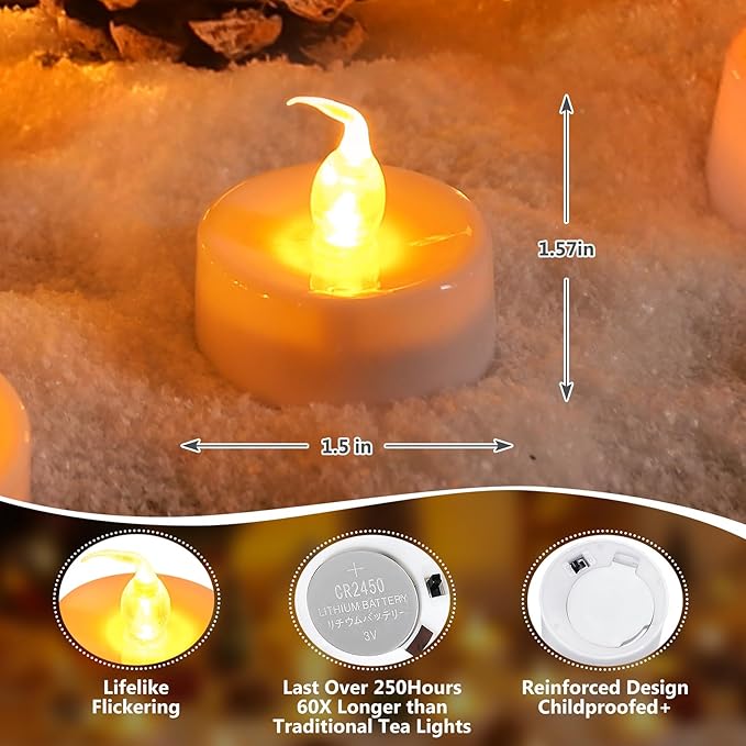 Topstone 12 Pack Battery Operated Flickering Flameless Candles with Remote Control and Timer, Warm Yellow Light, Perfect for Wedding and Festival Decoration