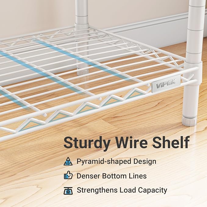 VIPEK V5C Medium Covered Clothes Rack Heavy Duty Portable Closet Wardrobe, Freestanding White Clothing Rack with Grey Upgarded Polyester Cover, Adjustable Custom Closet Rack, 57.9" Lx17.3 Wx76.4 H