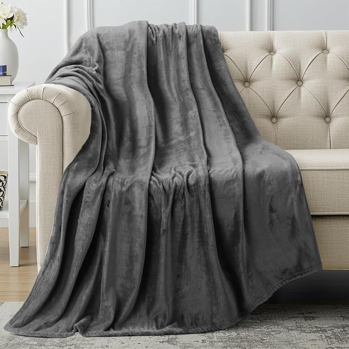 Utopia Bedding Fleece Blanket Throw XL Size Grey 300GSM Luxury Anti-Static Fuzzy Soft Microfiber Blanket for Couch, Sofa and Bed (70x50 Inch)