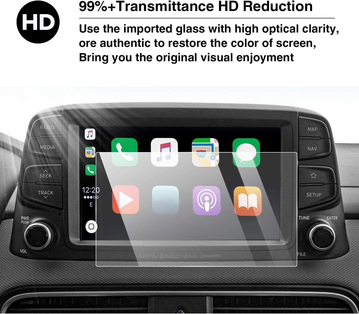 YEE PIN 2020 Kona Screen Protector for 2018-2020 Kona SEL, Tempered Glass Protective Film, HD Scratch Resistance