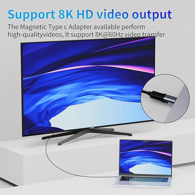 240W USB C Magnetic Adapter, (2 Pack 2 Plugs) Magnetic USB C Adapter Right Angle 24Pin, USB4 40Gbps 8K 60Hz for Thunderbolt 3/4, MacBook Pro/Air,Steam Deck, PS5