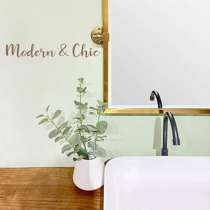 Brushed Gold Metal Framed Pivot Rectangle Bathroom Mirror Tilting Beveled Vanity Mirrors for Wall, Overall 23.9 x 24 inches (Mirrror 20 x 24 inches)