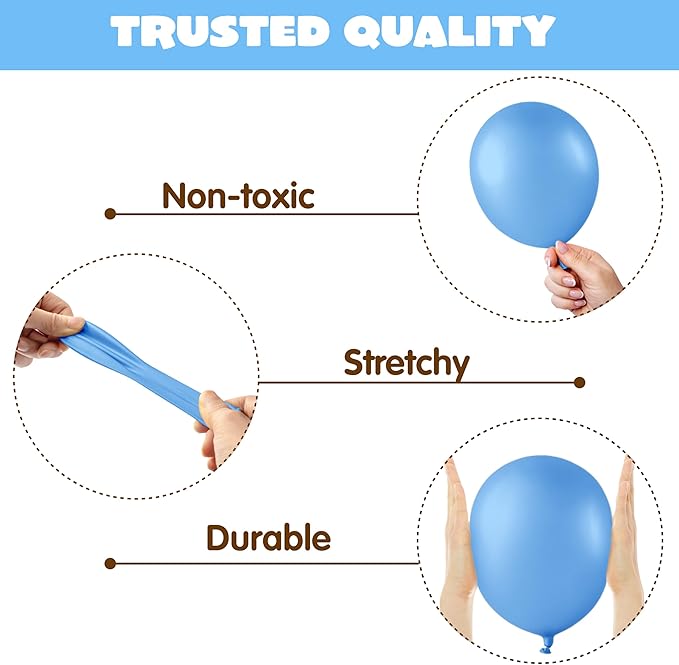 JOYIN 150 Pcs Light Blue Balloons, Different Sizes 18 12 10 5 Inch Light Blue Latex Balloon Arch Kit with Instruction for Birthday Party Graduation Wedding Holiday Decoration