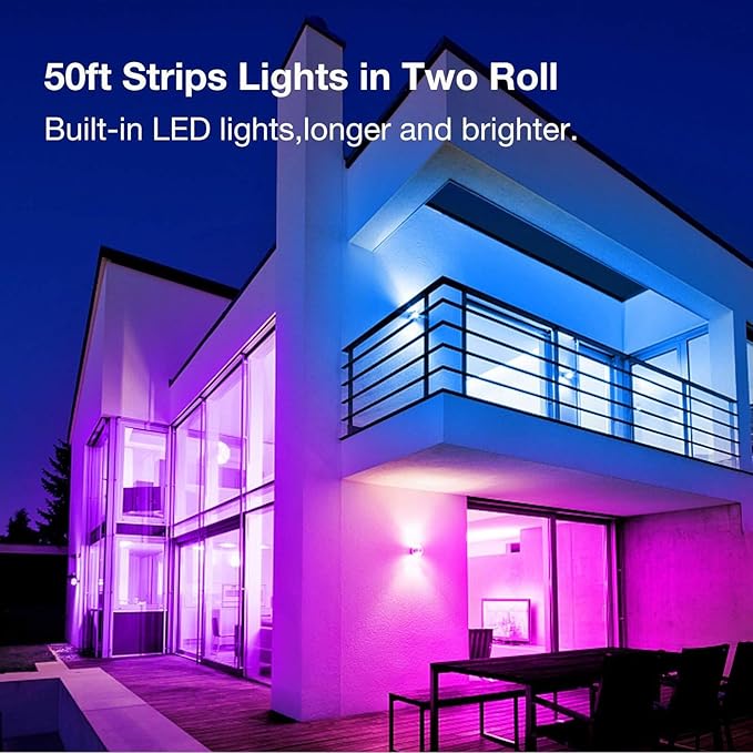 VOLIVO LED Strip Lights 50 FT,Color Changing Led Light Strips Kit with 44 Keys IR Remote Control, Lighting for Bedroom, Room, Home Decoration