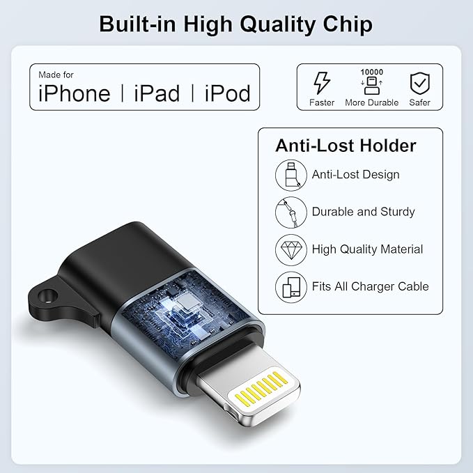 4 Pack USB C to Lightning Adapter [Apple MFi Certified] for iPhone 14/13/12/11/X/XR/XS/8/7/6/5,iPad,AirPods,Lightning to USB Type C Adapter Cable Adaptor PD Fast Charging & Data Sync,NOT for Audio/OTG