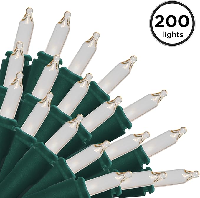 Brite Star 100 Count Mini String Christmas Lights, Clear - 22 feet Indoor/Outdoor Christmas Tree Lights with Green Wire (Set of 2)