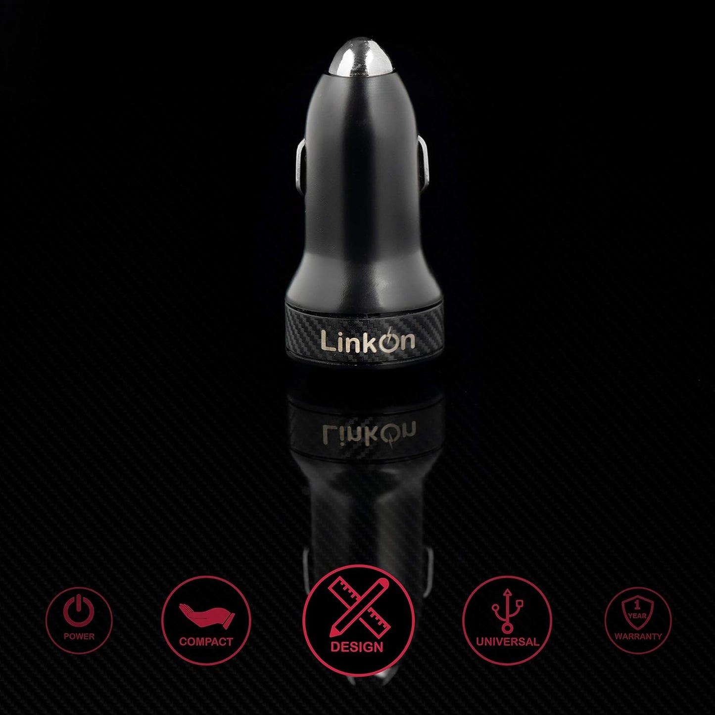 LinkOn 45W Car Charger with 27W USB-C PD3.0 & 18W USB-A QC3.0 for iPhone Xs/Max/XR/X, iPad, Samsung Galaxy, Pixel,