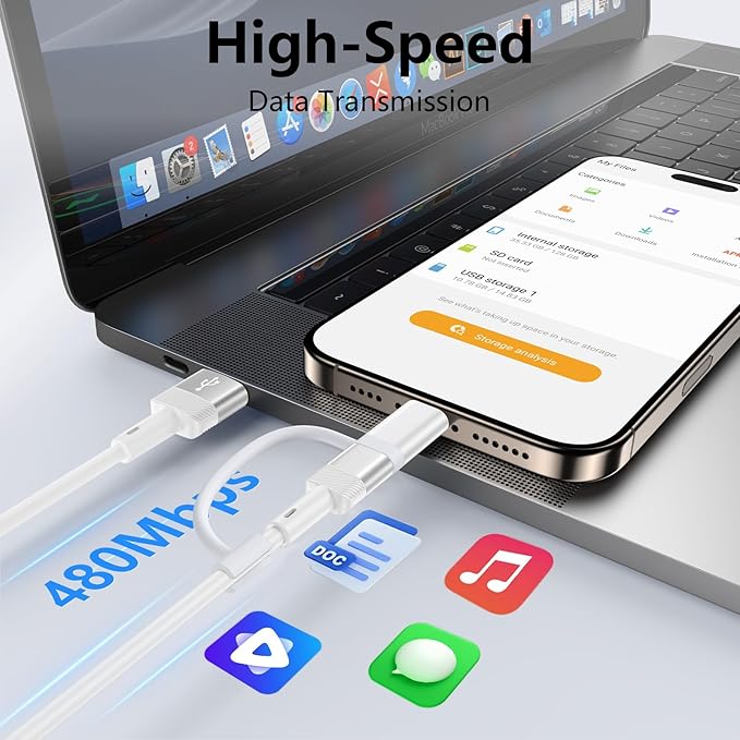 [Apple MFi Certified] Lightning to USB C Adapter for iPhone 17 Air 17 Pro 17 Pro Max 16e 16 Pro Max Plus 15,4-Pack USB Type C to Lightning Adaptor Cable Charger & Data Sync,Not for Headphone/Audio/OTG