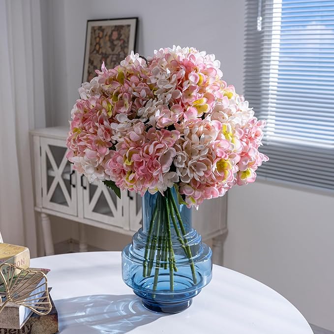 10PCS Faux Hydrangea Flower Hydrangea Artificial Flowers Hydrangea Bouquet Faux Flower Table Centerpieces for Home Wedding Bridal Bouquet Office Party DIY Floral Decor