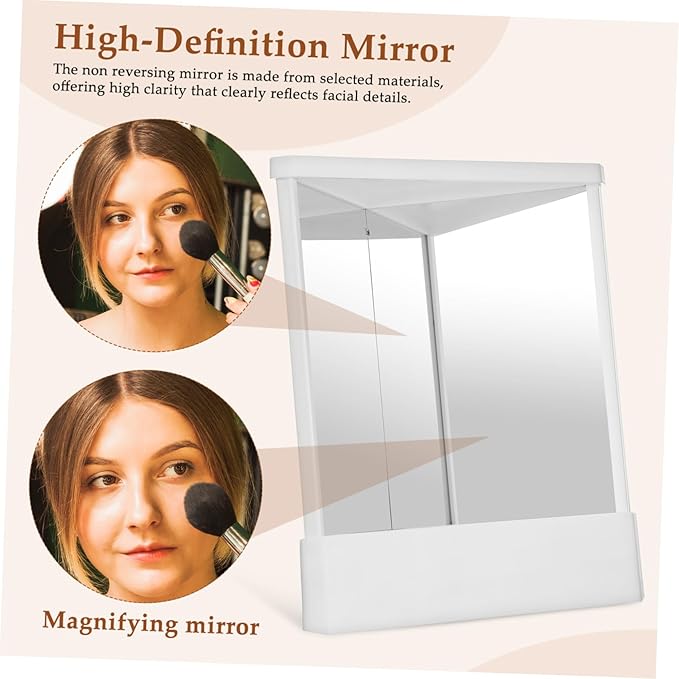 FRCOLOR Non Reversing Mirror Fine Cosmetic Makeup Standing Vanity Mirror Small Travel Home Desktop Tabletop Mirror
