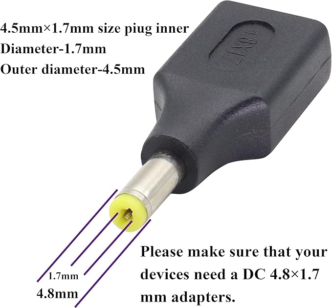 2 Pack 5V USB to DC 4.8x1.7mm Power Plug Extender Adapter for USB & DC Devices