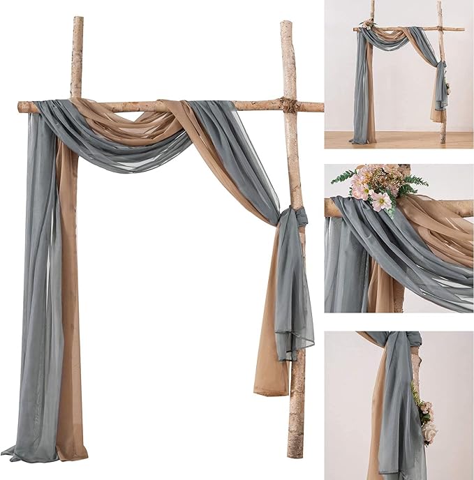 MIULEE Luxury Window Scarf Sheer Voile Elegant Topper Long Valance Solid Treatment Swags Drapes for Window Ceremony Wedding Canopy Bed 54" x 216" Dark Grey 1 Piece