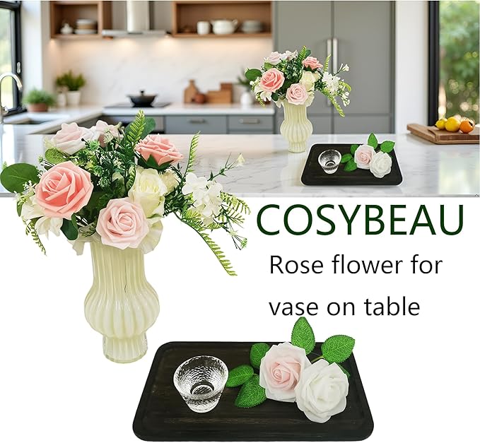 Artificial Flowers 25pcs Roses, Shade of Peach Foam Fake Rose Faux Flower for DIY Wedding Bouquets Bridal Shower Centerpieces Floral Arrangements Party Tables Home Decorations