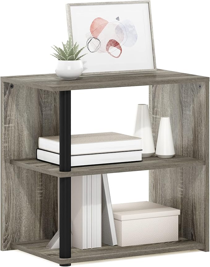 Furinno Romain Side Table, 2-Tier End Table with Open Shelf, Night Stand, Bedside Table, for Living Room, Bedroom, French Oak