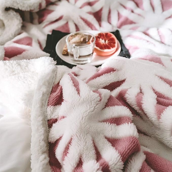 LOMAO Sherpa Fleece Blanket Fuzzy Soft Throw Blanket Dual Sided Blanket for Couch Sofa Bed (Pink, 90''x90'')