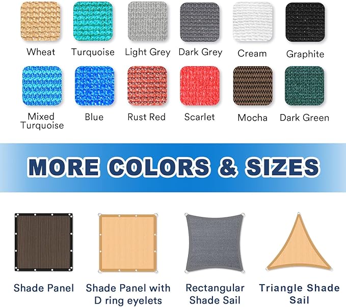 VICLLAX 90% Shade Fabric Sun Shade Cloth with Reinforced Grommets, Outdoor Sun Screen Fabric for Outdoor Patio Garden Pergola Cover Canopy 6x6 FT, Dark Grey