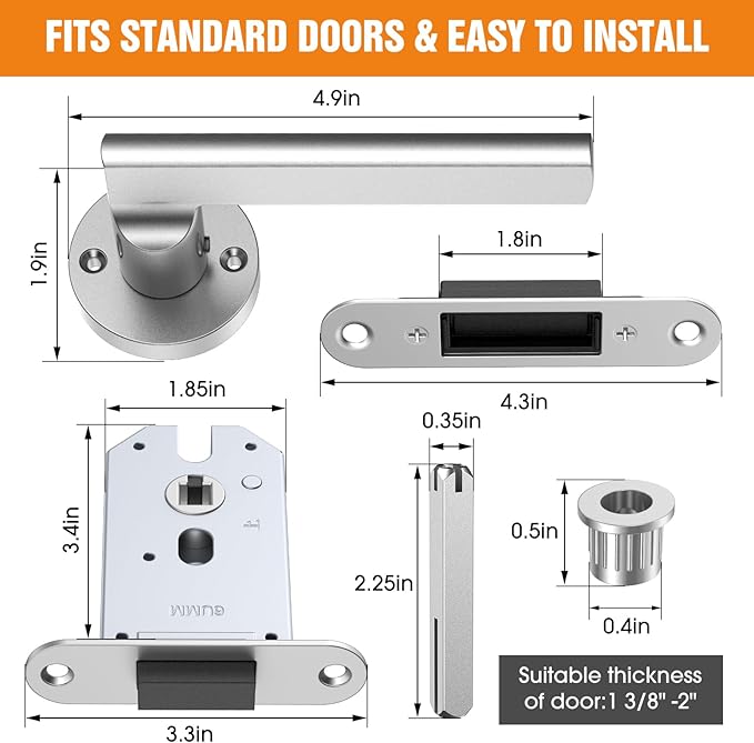 Magnetic Auto-Lock Invisible Door Lock - Single-Sided Hidden Design, Hidden Handle & Mini Keyhole, Aluminum Alloy for Bookshelf Doors/Invisible Doors/Secret Rooms (1, Silver)