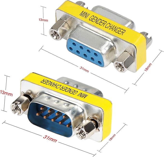 abcGoodefg 9 Pin RS-232 DB9 Male to Male Female to Female Serial Cable Gender Changer Coupler Adapter (10 Pack)