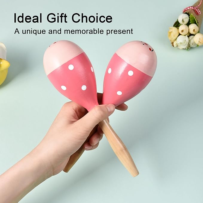 Maracas for Adults Kids Babies, Wooden Maracas Shaker Musical Instrument