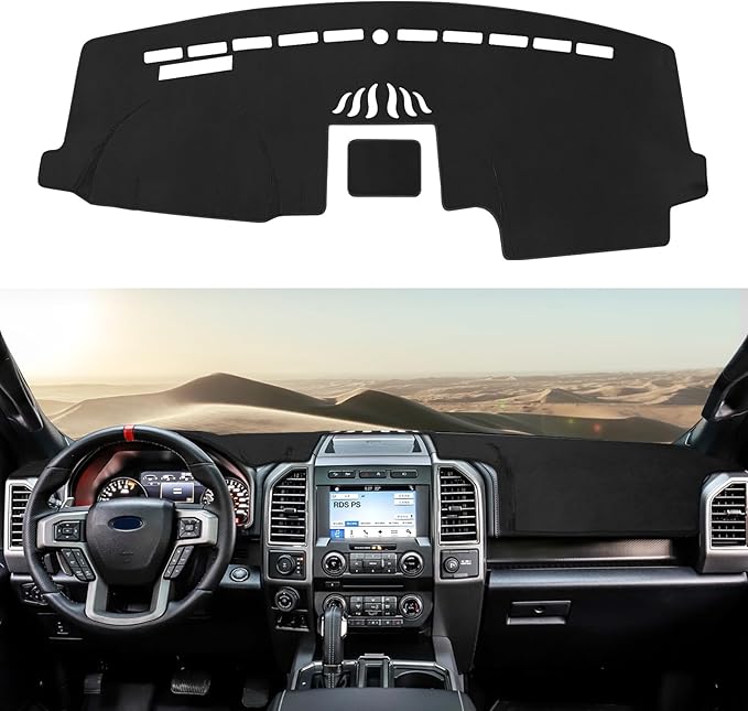 Dashboard Cover Mat Custom Fit for 2015-2020 Ford F150 Dash Cover Nonslip Dash Mat Protector Sunshade No Glare Black