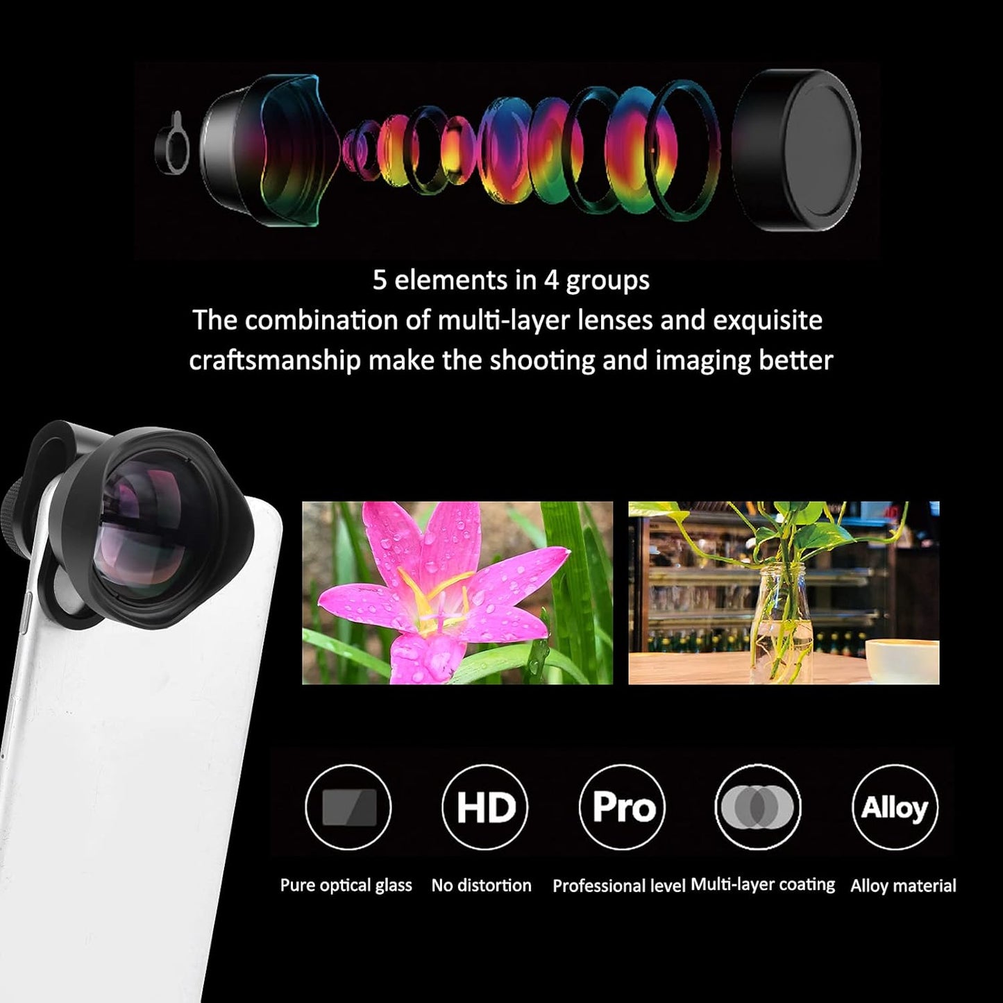 Phone Camera Lens, 65mm Telephoto Portrait Lens Kit for Phones/iOS Pad Smartphones, Professional Attachment