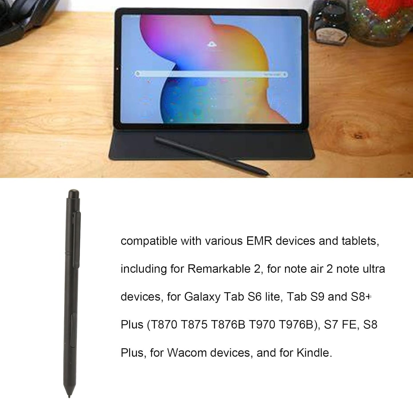 EMR Pen with Soft Tip, 5 Replacement Tips, 4096 Pressure Sensitivity, Support Palm Rejection and Tilt, Black