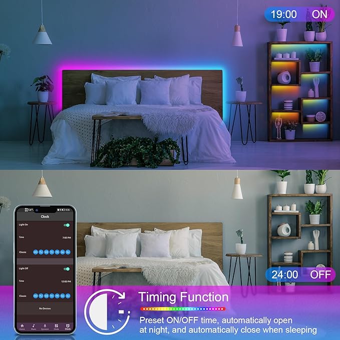 150ft Led Lights For Bedroom (2 Rolls of 75ft), Led Strip Lights Music Sync Color Changing, Led Light Strip With Remote & App Control Rgb Strip, Led Lights For Room Dorm Home Classroom Ceiling Decor