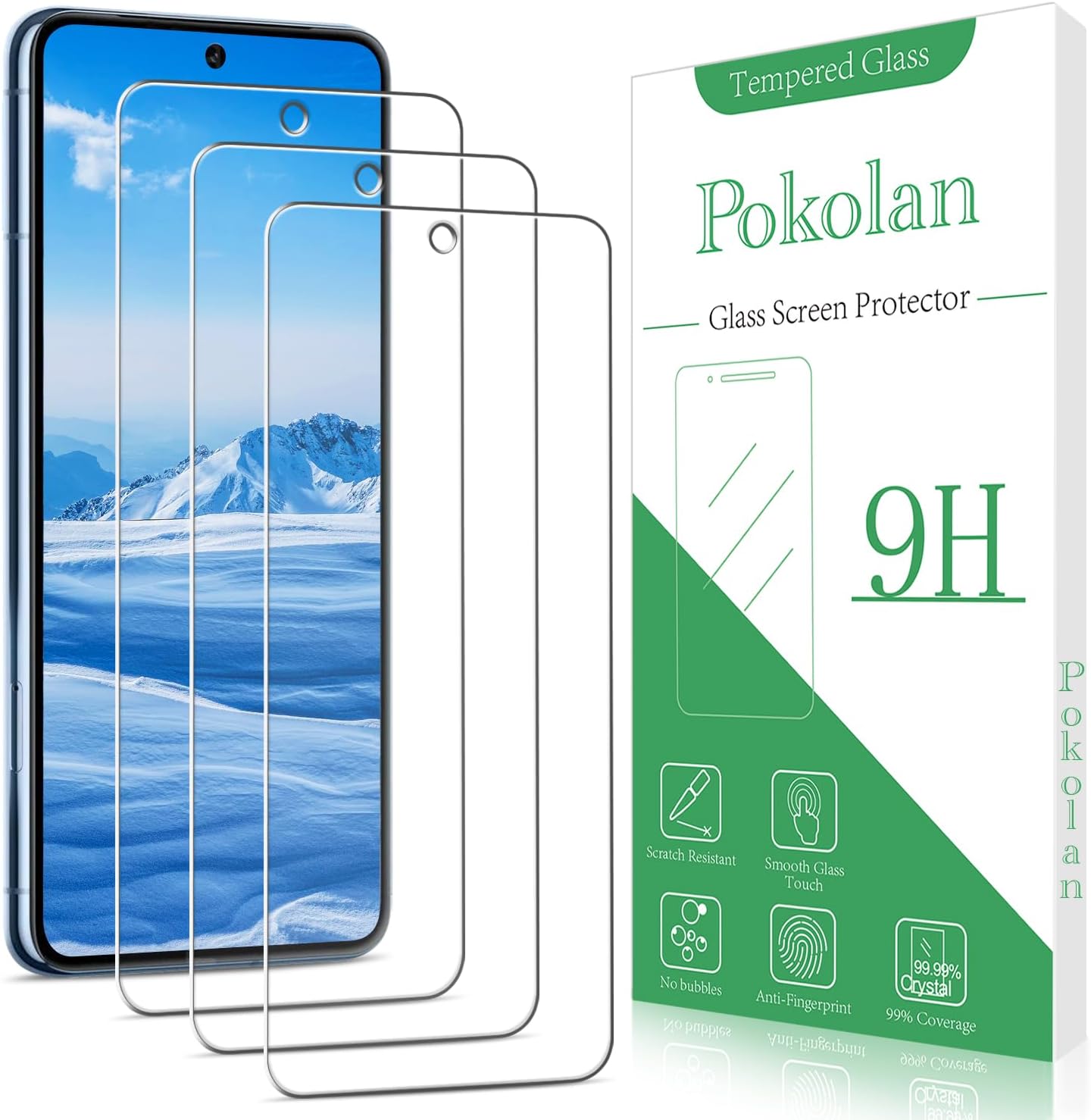 Pokolan Screen Protector for Google Pixel 8 Pro - 3-Pack, Tempered Glass Film, 9H Hardness, Bubble Free