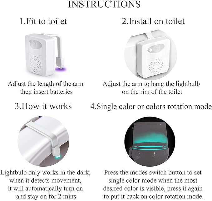ZEZHOU Toilet Light Motion Sensor - 16 Color LED Night Lights for Toilet Bowl with Aromatherapy for Bathroom, Funny Gifts Idea for Dad Men Women Kids Teen Boys, Cool Fun Gadgets for Stocking Stuffer
