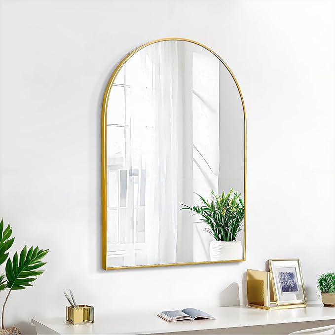 20x30 Arch Mirror Rectangle Wall Mounted Metal Frame Mirrors for Entryway Bedroom Bathroom Living Room 20 30 24x36 inch Black Silver - Gold