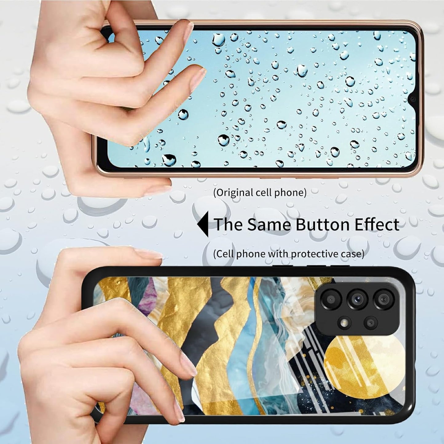 Galaxy A23 5G Phone Case - Tempered Glass Black Cover with Mountain Forest Landscape Design for Women Men, Anti-Scratch