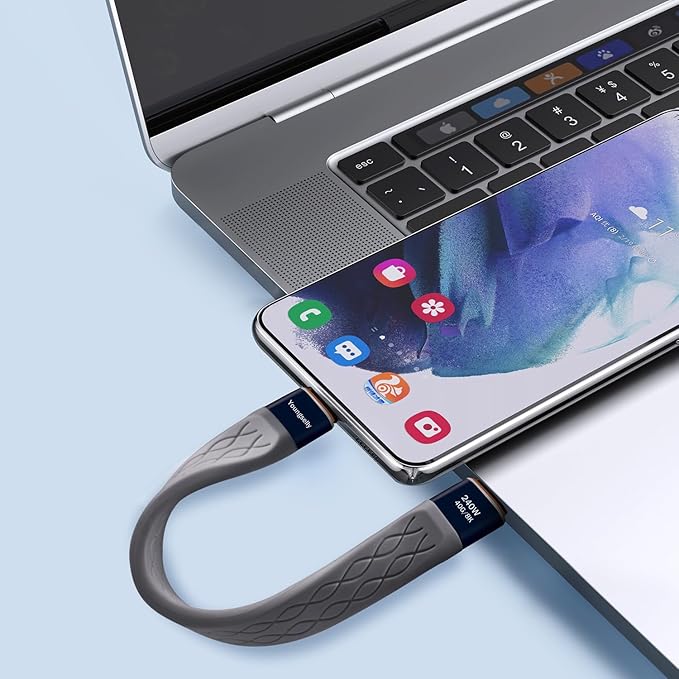 2Pack Male to Male 0.4Ft USB C Flex Adapter, Compatible with Thunderbolt 4/3, USB4/3, Support 240W Fast Charging, 8K Display, 40Gbps Data Transfer.