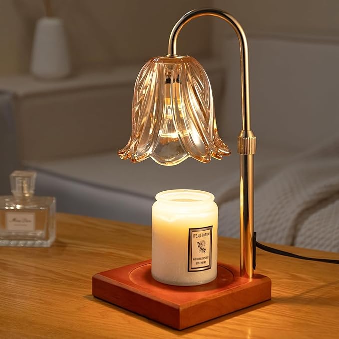 Candle Warmer Lamp with Timer Dimmable, Birthday Gifts for Women Mom, House Warming Gifts New Home Decor, Wax Melt Warmer for Jar Candles with 2 Bulbs