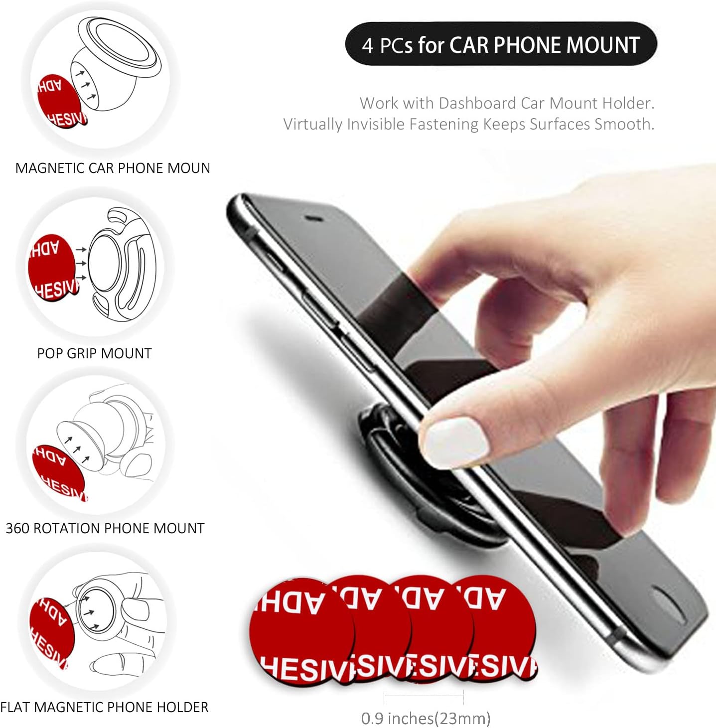 PKYAA 8 Pack Sticky Adhesive Compatible with Socket Base, Double-Sided Replacement Tape for Collapsible Grip & Stand