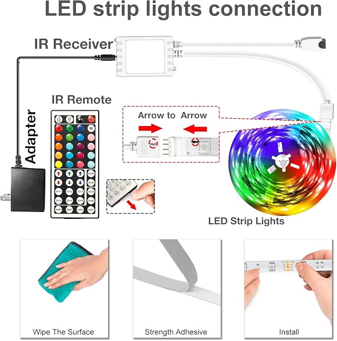 DAYBETTER LED Strip Lights 100ft, Smart Lighting with App Remote Control, RGB LED Lights for Bedroom, Music Sync Color Changing for Room Home Decor Party (1 Roll)