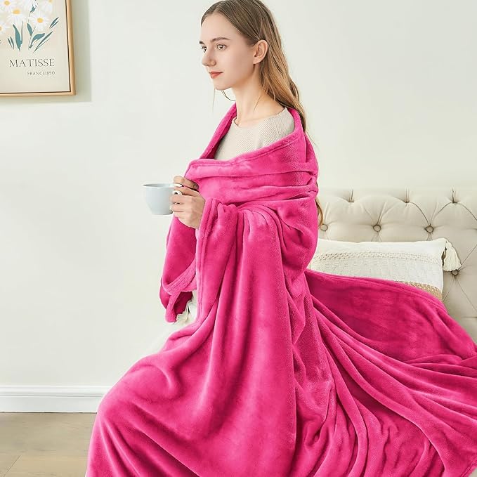 BEDELITE Fleece Blanket Hot Pink Throw Blanket for Couch & Bed, Luxury Plush Cozy Fuzzy Blanket 50" x 70", Super Soft Warm Lightweight Fall Throw Blanket for Travel Camping