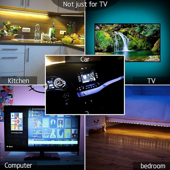 LED TV Backlight,SMY USB LED Strip Light,RGB Multi-Colour LED Light Strip Kit Waterproof IP65, 60LED with Wireless Remote Controller for TV/PC/Laptop Bias Lighting (6.56Ft)