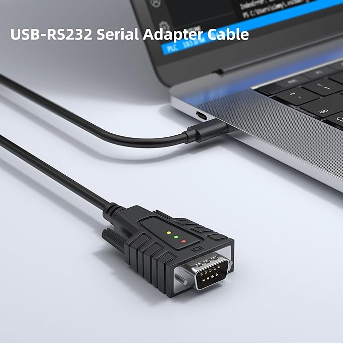DriverGenius SerialEdgeX Series | USB-C to RS232 (DB9) Adapter with 3 LED Indicators (TX, RX, PWR), Compatible with Windows 11 and macOS 15 【USB232A-B-C, 6-Pack】