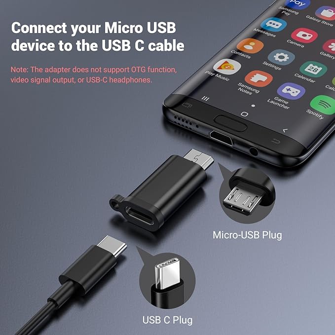 3Pack USB Mini Adapters and 2 Pack Micro Adapters, Connector Support Charge & Data Sync for GPS Receiver/Digital Camera/Dash Cam/MP3 Player, Galaxy S6 S7 S7 Edge, Kindle Ps4 and Micro USBC Devices