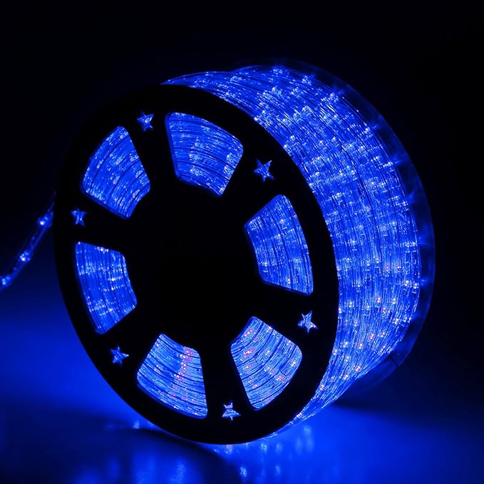 100Ft Blue LED Rope Lights, 110V Outdoor Rope Lights Waterproof Decorative Lighting for Indoor/Outdoor, 1080 LEDs Rope Lights for Outside, Deck, Patio, Halloween and Christmas Decorations