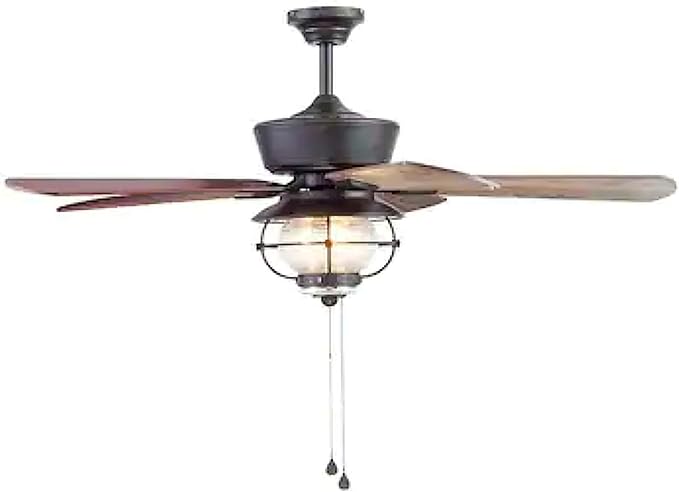 Harbor Breeze Merrimack II 52-in Matte Bronze LED Indoor/Outdoor Ceiling Fan with Light Kit (5-Blade)