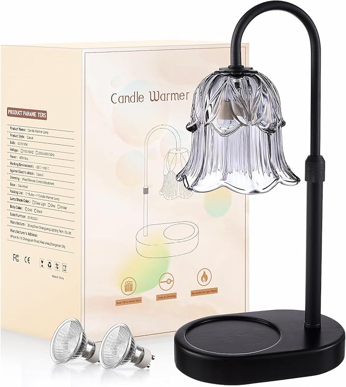 Candle Warmer Lamp Adjustable Timer Electric－ Gray Flower Shaped Wax Melting Lamp