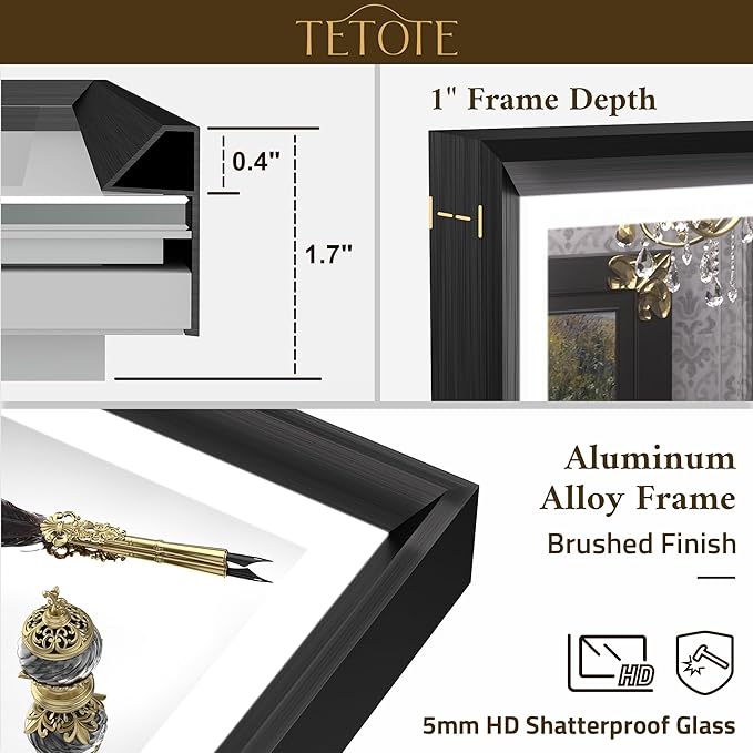 TETOTE 72x36 LED Mirror for Bathroom Black Metal Frame Frontlit & Backlit Lighted Vanity Mirror Baroque Gothic Anti Fog Stepless Dimmable White/Warm/Natural,CRI90+,Wall Mounted(Horizontal/Vertical)