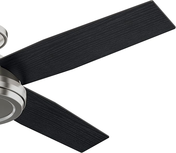 Hunter Fan Company 59247 Dempsey 52 inch Ceiling Fan with Light and Remote, Low Profile Indoor, Brushed Nickel Finish