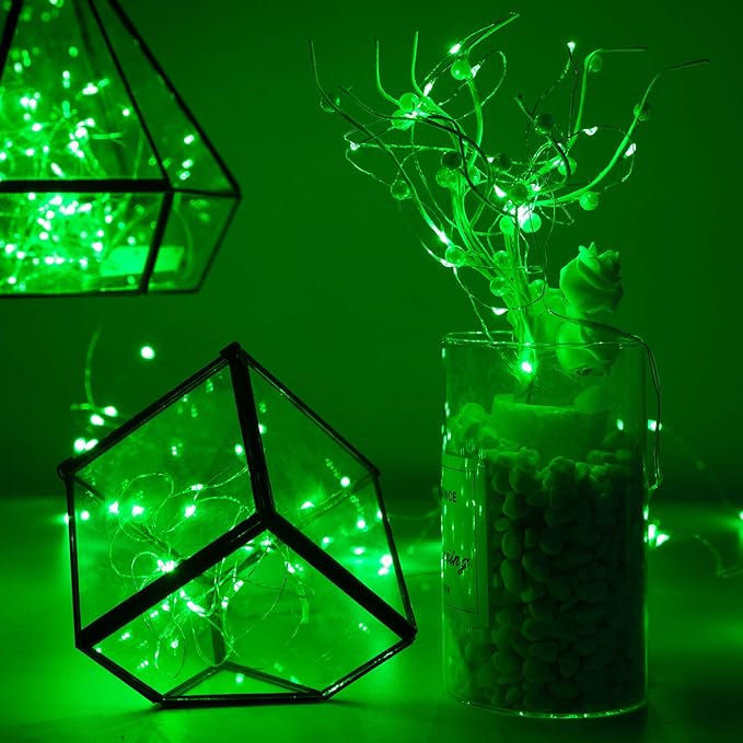 Brightown 12 Pack St. Patrick's Day LED Fairy Lights Battery Operated String Lights Waterproof Silver Wire 7 ft 20 LED Firefly Starry Moon Lights for DIY Wedding Party Bedroom Patio