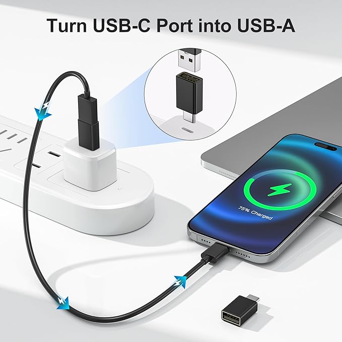 Elebase USB C to USB 3.0 Adapter 4 Pack,Type C Thunderbolt 4 to USB Converter,USBC Adapter for Keyboard,Mouse,Apple iMac,MacBook,iPad Air,Microsoft Surface,Samsung Galaxy S25 S24,Z Fold Flip 7,i17