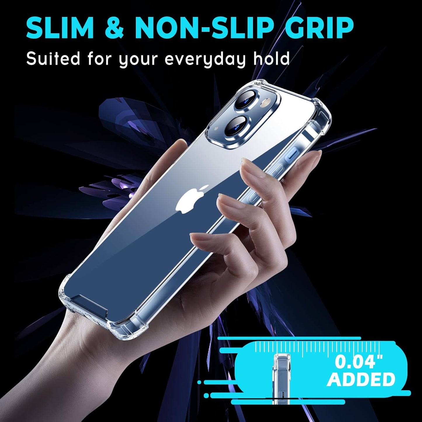 ORIbox Clear Case for iPhone 14/13, Shockproof Protection with 4 Corners, Clear Case for Women Men Girls Boys Kids