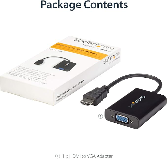 StarTech.com HDMI to VGA Adapter – 1920x1080 – HDMI Converter with Audio Output – VGA to HDMI Monitor Adapter (HD2VGAA2),Black